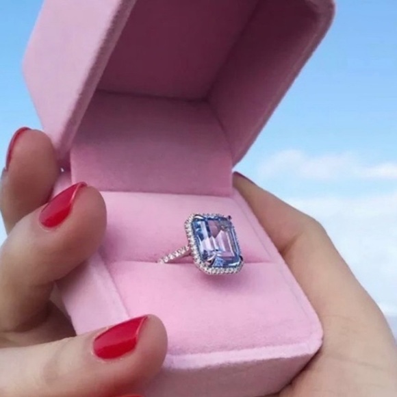 NEW💍925 STERLING SILVER HALO SAPPHIRE RING, CUTE RING, SHINY RING. - Picture 3 of 6